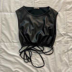 Zara Faux Leather Crop Top with Laces